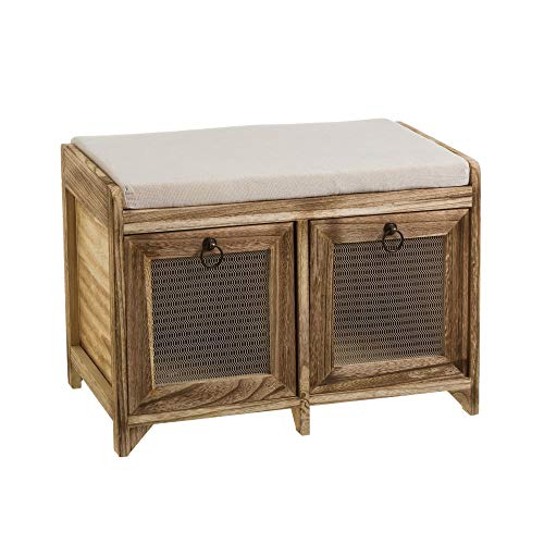 Banqueta pie de Cama de Madera Natural marrón rústica para Dormitorio Bretaña - LOLAhome