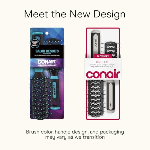 Conair Hair Brush Set, Grip & Lift Vent, Full-Size & Mid-Size, Black - image 2