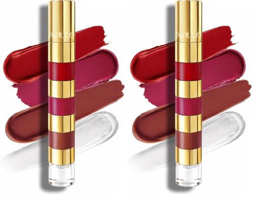 Image of Parul Garg Beauty Royal Bloom 4-in-1 Bold Shades Liquid Lipstick Stack with Gloss | Matte, Transfer-Proof, Lightweight | Travel Friendly Stackable Lipsticks for Women | Made for Indian Skin Tones