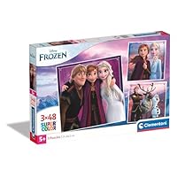 Clementoni - 25306 - Supercolor Puzzle - Disney Frozen - 3x48 Pieces (3 Puzzles Included), Jigsaw For Kids Age 5, Puzzle Cartoon, Made In Italy