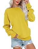 Bingerlily Womens Casual Long Sleeve Sweatshirt Crew Neck Cute Pullover Relaxed Fit Tops (Yellow, Large)