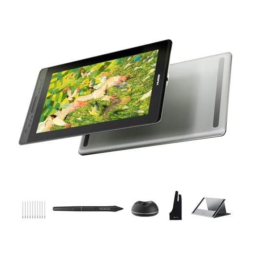 HUION Kamvas Pro 16 V2 Grafiktablett mit Display, 15,6 Zoll Volllaminiertes AG-Glas, 16384 Stiftdruck, 99% sRGB-Abdeckung, Smart Touch Bar und 6-Tasten-Kunsttablett, funktioniert mit Windows, Mac