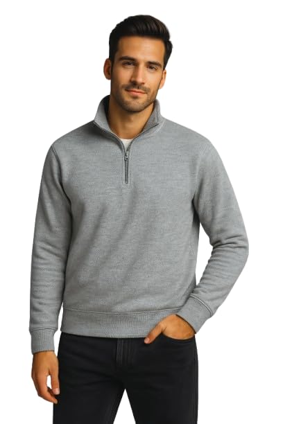 Image of Half Zipper Solid Sweatshirt for Men