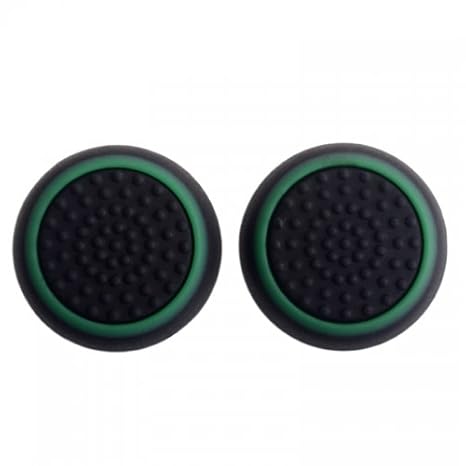 TCOS TECH Silicone Key Protector Thumb Grips Anti-Slip Silicone Cap Cover for PS5 PS4 PS3 Xbox Series X / Series S Xbox One Xbox 360 Controller - Black + Green (2 Pcs)