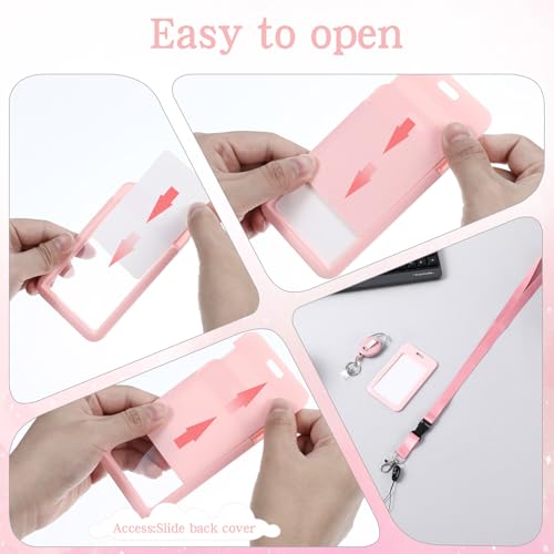 Ymapinc Porta-crachás de identificação rosa retráteis com cordões para crachás de identificação, cli