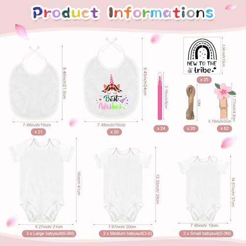 163 Pcs DIY Baby Bib Bodysuit Set Baby Shower Game Sign White Feeder Bibs Bodysuit for Party2