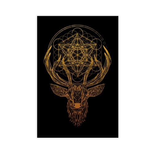 Impression toile cerf géométrique sacré et fleur de vie, harmonie de maison