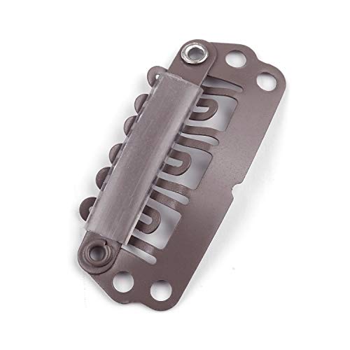 Neitsi 50pcs U-shape Snap Clips Metal Clips for Hair Extensions DIY Clip-on (2.8cm, Brown)