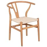 Silla con Brazos de Madera y PU con Altura Asiento de 44cm en Natural 72x54x56cm