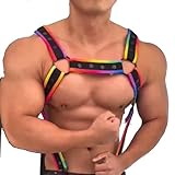 JOCKMAIL Men's Body Chest Harness Adjustable Elastic Waistband Sexy Underwear Halter Belt for Men (rainbow)