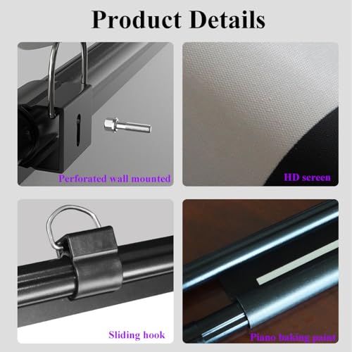 Pantalla Manual Retráctil 60 pulg 16:9 para Proyector miniatura 2