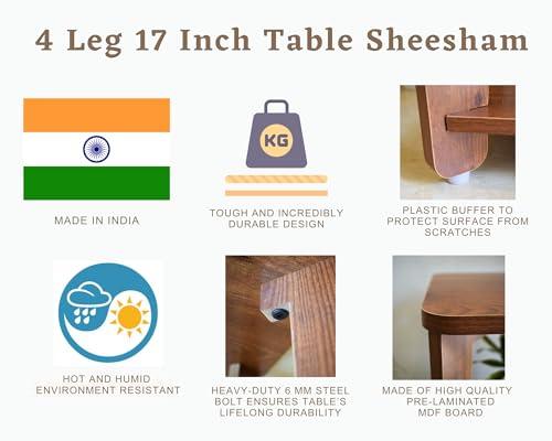 Image of InoSlashed Beautiful Wooden Side Table /End Table /Plant Stand /Tea Table /Stool Living Room Furniture Square Shape (17 Inch - Sheesham Colour)