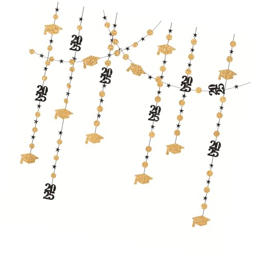 NVOQILIN Guirnalda colgante de graduación 2025 con tema de papel brillante para decoración de fondo de fotos de graduación