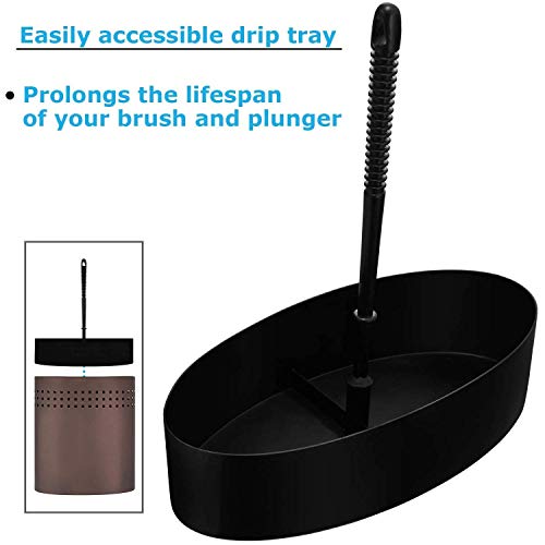 Blue Donuts Toilet Brush and Plunger Set with Holder, Modern Oil Rubbed Bronze Bathroom Accessories Toilet Plunger and Toilet Bowl Brush Combo - Thumbnail 6