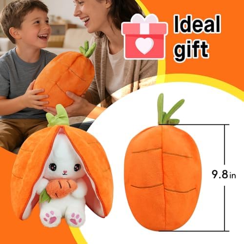 Kehaode888 Reversible Bunny Stuffed Animal, Carrot Rabbit Ears Zip Plush Stuffed, Fruit Bunny Plush, Male and Female Gifts for Girlfriend (A Carrot Rabbit, 9.8inch) - 5