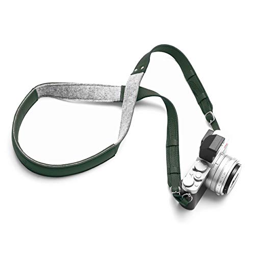 Arnés de cuello para cámara Woolnut de lana verde, ideal para fotografía de viajes y naturaleza