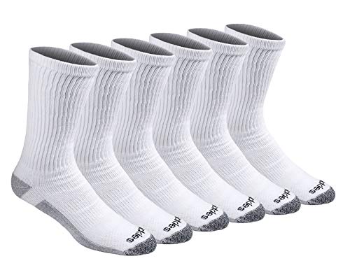 Dickies Men's Multi-Pack Dri-Tech 2.0 Moisture Control Heel-Lock Crew Socks, White, Shoe Size: 6-12