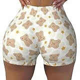 Tela elástica de alta calidad: estos pantalones cortos Kawaii Bear para mujer están hechos de una mezcla de calidad de 95% poliéster y 5% elastano, proporcionando una elasticidad excepcional en todas las direcciones; la tela es suave y cómoda, lo que las hace ideal para mujeres que necesitan libertad de movimiento durante el ejercicio