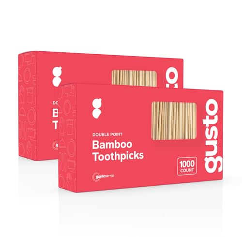 Comfy Package [2000 Stück] Bambus-Holz-Zahnstocher – Runde Holz-Zahnstocher mit doppelseitiger Spitze.