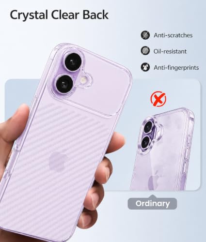 Image of DIZORO Crystal Clear Compatible with iPhone 17 Case with Anti-Yellow Shockproof Transparent Cover with Carbon Fiber Design