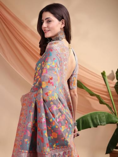 KASHMORA grey kashmiri silk saree in pure silk – image 7
