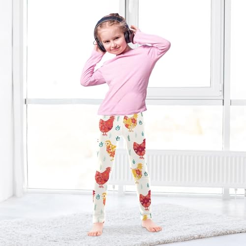 Girls Leggings Colorful Flower Chickens Hand Drawn Toddler Girls Clothes Leggings for Girls Toddler Girls Leggings 3-4T4