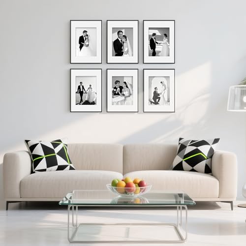 upsimples 1 Stück Alu-Rahmen Bilderrahmen A3 Schwarz, Foto A4 (21x29.8cm) mit Passepartout oder A3 (29.7x42cm) ohne, Wandbilder-Rahmen Metall mit Acrylglas