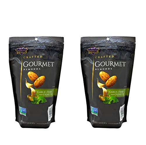 Blue Diamond Gourmet Almonds Garlic, Herb, and Olive Oil - 20 oz Per Bag - 2 Pack (40 oz) or 3 Pack (60 oz) - Bulk Blue Diamond Almonds - Non GMO (2 Pack)
