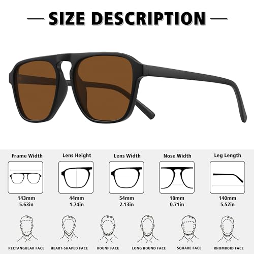 STORYCOAST Polarized Retro Aviator Sunglasses for Men Women Classic Driving Running Sports Square Aviators Sun Glasses4