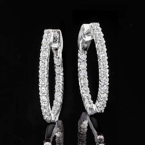 Ross-Simons 0.50 ct. t.w. Lab-Grown Diamond Inside-Outside Hoop Earrings in Sterling Silver3