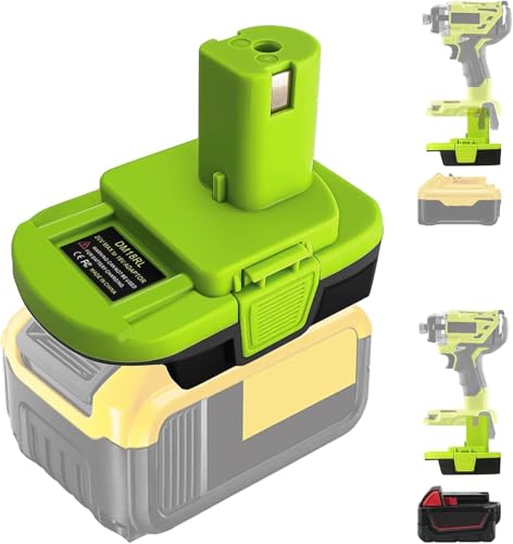 TEPULAS DM18RL Batterijadapter voor Ryobi 18V elektrisch gereedschap, adapter voor Dewalt & Milwaukee M18. Conversie voor Ryobi 18V elektrisch gereedschap (groen)