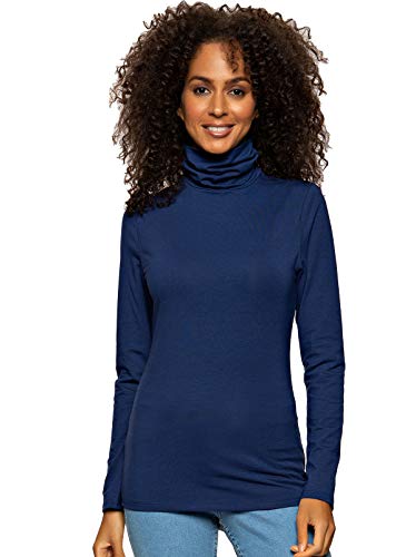 Image of Felina Women's Long Sleeve Cotton Modal Turtleneck Top, Breathable Lightweight Layering Essential, Fitted Turtleneck Sweater