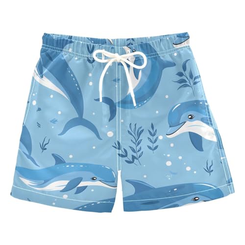 Boys Swim Trunks Cute Dolphins Marine Life Toddler Swim Shorts Little Boys Board Shorts