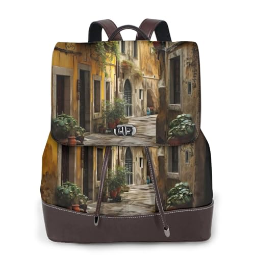 Sac à dos ordinateur portable en cuir noir unisexe polyvalent de voyage