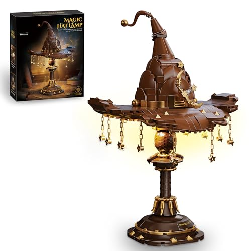 Vziimo Magic Hat Lamp Building Set, MOC Hary Brown Gold Style Lamp Set with Stars and Chains, Collection Idea Home Décor Gift Toy for Teens Adults 14+ (698PCS)