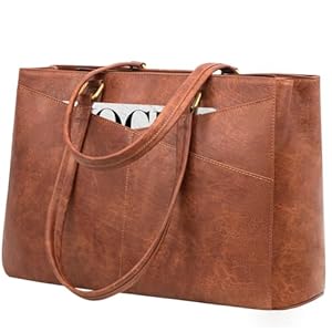 LOVEVOOK Laptoptas, voor dames,handtas, werktas, lerarentas, groot, waterdicht, tas, schoudertas, aktetas, voor business school (1-retro bruin, 15,6 inch)