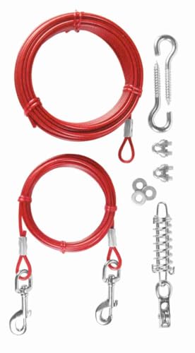 Trixie 2293 Spannleine mit Laufleine, 15 m, rot
