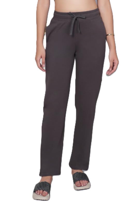 High Waist All Day Straight Pants for Women with 2 Pockets | Adjustable Drawstring Waistband Trousers | Realxed Fit Solid Cotton Home Pants | Flared Trousers for Travel & Casual-image-32