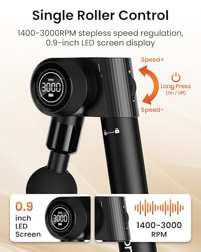 NAPRE Foldable Massage Gun with Extension Handle & 5 Adjustable Angles,Deep Tissue Back Massage for Neck/Body Pain Relief,Handheld Percussion Muscle Massager,32 Speeds,6 Heads & Silent,with Case - Image 6