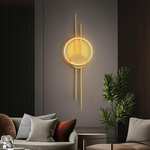 Image of Groeien 12W | 3 Color Modern LED Long Linear Ring Wall Sconce Gold Wall Light for Bedroom Living Room Corridor Lighting Fixtures Wall Mount (Linear Ring, 1, Count)