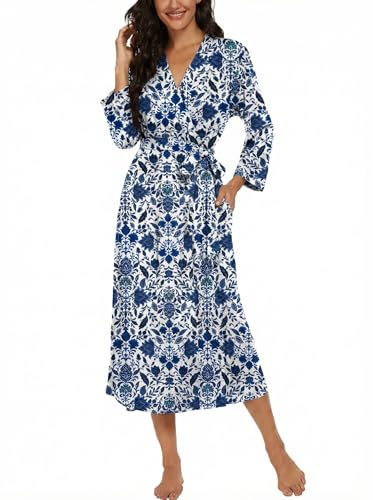 Image of VINTATRE Women Robes Long Knit Bathrobe Lightweight Soft Bath Robe with Pockets