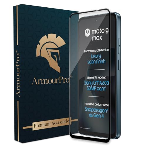 Image of ArmourPro Tempered Glass for Motorola G Max - 9H Screen Protector with Black Border, Anti Scratch, Edge-to-Edge Coverage, HD Clarity, Smooth Touch, Case Friendly | Black