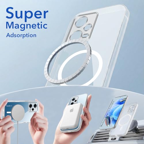Image of Jkobi Lifetime Anti-Yellow MagSafe Compatible Clear Back Cover Case for Xiaomi Redmi Note 12 Pro 5G (Sleek Hard Crystal | Shockproof and Camera Protection)