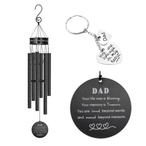 Memorial Wind Chimes for Loss of Loved One Prime, Outdoor Memory Chimes, Mother, Grandma, Grandpa, Father Personalized Bereavement Windchimes, Sympathy Remembrance Chime, Windchime Gift (Dad Memorial)