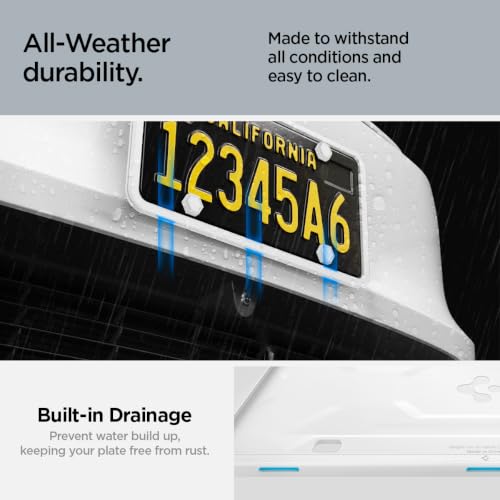 Image of Spigen 1 Pack Car License Plate Frame Holder Screws & Install Kit - White