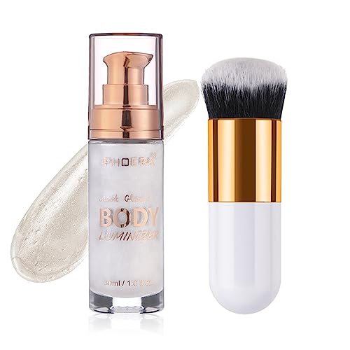 Body Shimmer Oil, Diamond Platinum Natural Glow Luminizer, Long Lasting Moisturizing Liquid...
