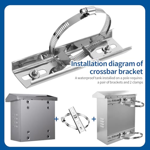 2 Stück 30 cm Universelle Masthalterung, Verstellbare Montage Stangenhalterung Vertikale Edelstahl Halterung mit Verstellbaren Klemmen für Schaltkasten Überwachungskamera Outdoor