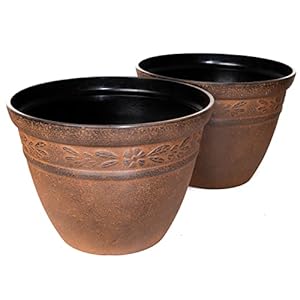 Set of 2 Floral Planter Fancy Victorian Rustic Flowerpot Seedlings Nursery for Indoor Outdoor Garden Patio Office Home Long Lasting Reusable Lightweight Weather Resistant (Rust Large) Set of 2 Floral Planter Fancy Victorian Rustic Flowerpot Seedlings Nursery for Indoor Outdoor Garden Patio Office Home Long Lasting Reusable Lightweight Weather Resistant Rust Large