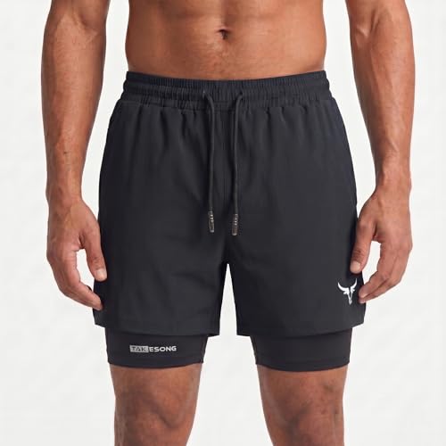 Image of Lymio Men Shorts | 2 in 1 Active Dual Shorts with Inner Tights Layer | Men's Double Layer Short for Running, Gym & Sports (SSM-S-09-11)