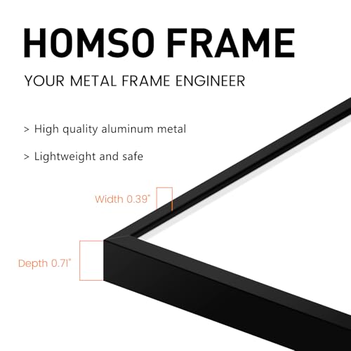Image of Homso A1 Poster Frame in Black, Metal Thin Board A1 Frame with Acrylic Plexiglass for Pictures A2 with Mat or 23.4x33.1 without Mat for Horizontal and Vertical